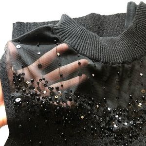 Sparkling black beaded going out shirt